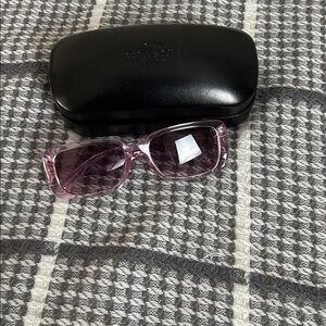 Coach Women's Narrow Rectangle Sunglasses Transparent Pink